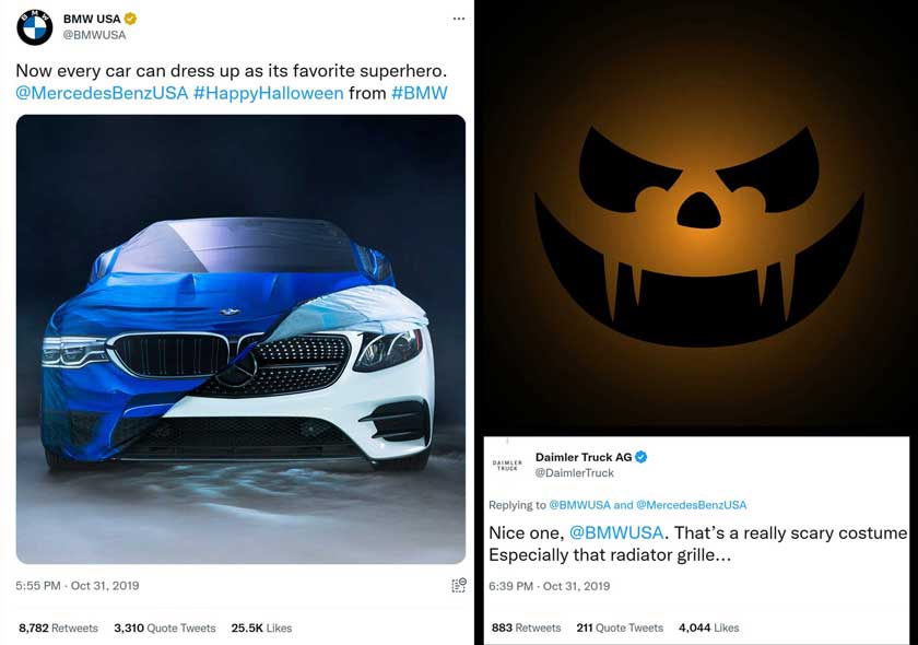 halloween ads from BMW and Mercedes