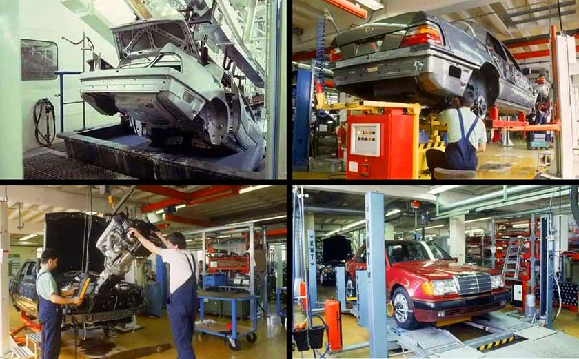 redesigning of the W124 chassis for the V8
