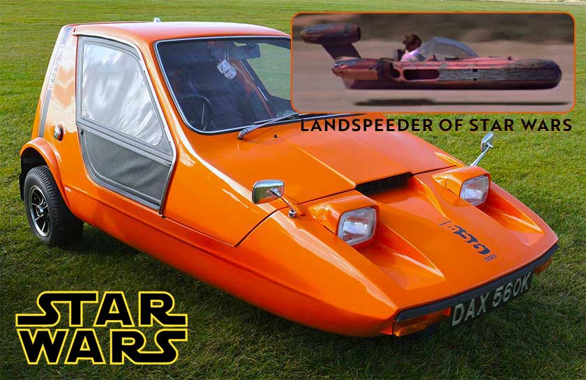 Bond-Bug-microcar-with-Landspeeder-of-star-wars